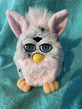 Furby 1998 1st Edition Pink Grey Leopard Blue Eyes Tag Exc Con Working Rare