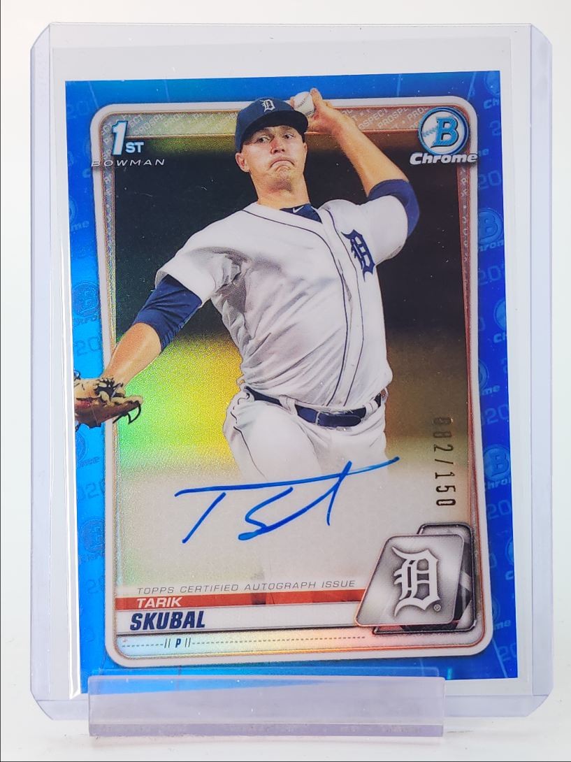 TARIK SKUBAL 2020 BOWMAN CHROME 1ST BLUE REFRACTOR AUTOGRAPH AUTO /150 Q2017