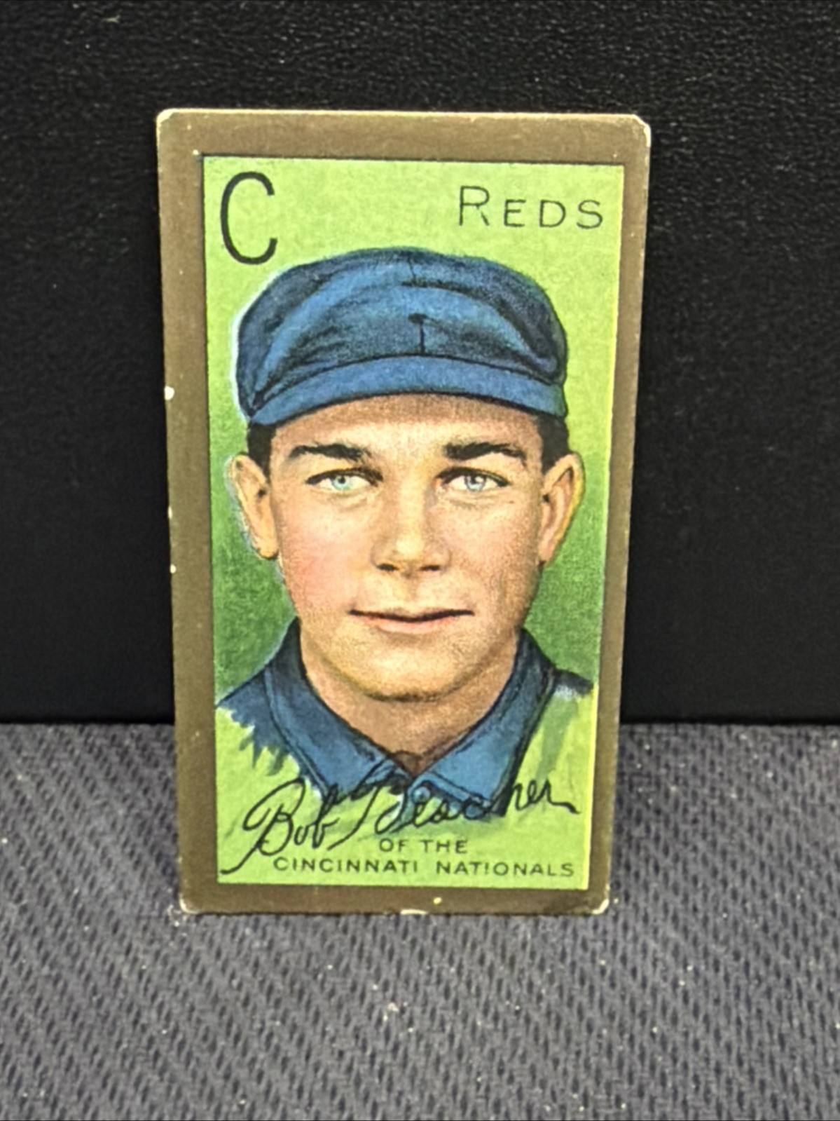 1911 Tobacco Gold Border Baseball Card Robert Bescher Cincinnati Reds