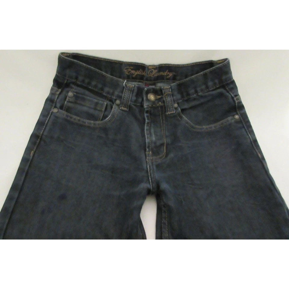 Jeans English Laundry masculino tamanho 12 juvenil perna reta azul escuro casual - Imagem 2 de 4
