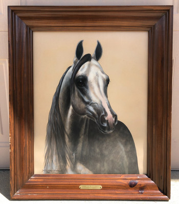 Original Art Pastel Horse Animal Portrait Framed Signed Stoneburner 16x20