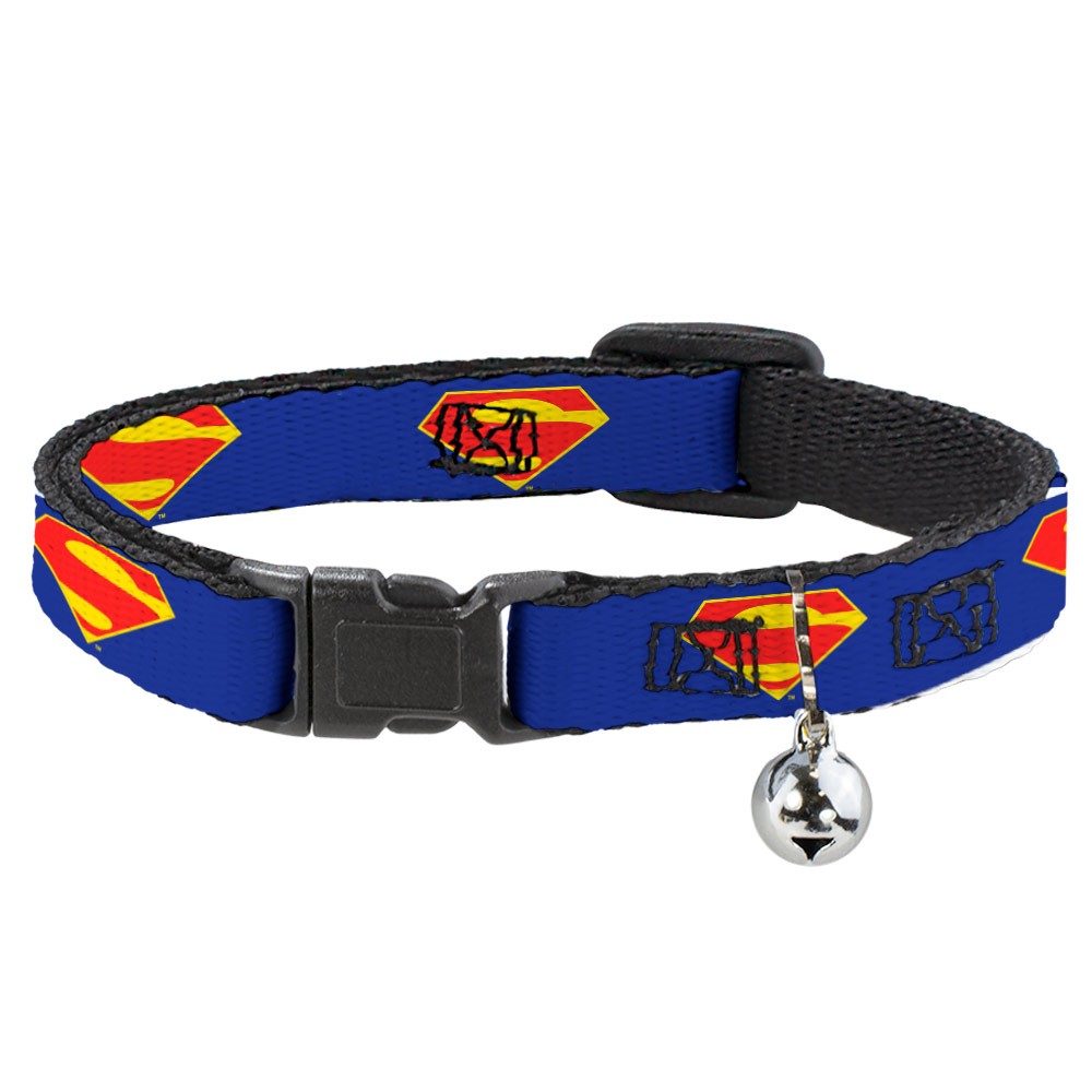 Cat Collar Breakaway with Bell DC League of Super-Pets Superman Shield Logo Blue
