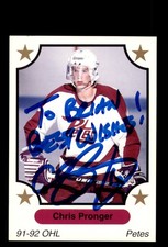 Signed Hockey Card Auto Chris Pronger 1991-92 7th Inning Sketch OHL #134