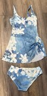 R NEW W/TAG Blue & White Floral Tankini Swim Suit w/Bottoms & Sanitary Strip — photo 4
