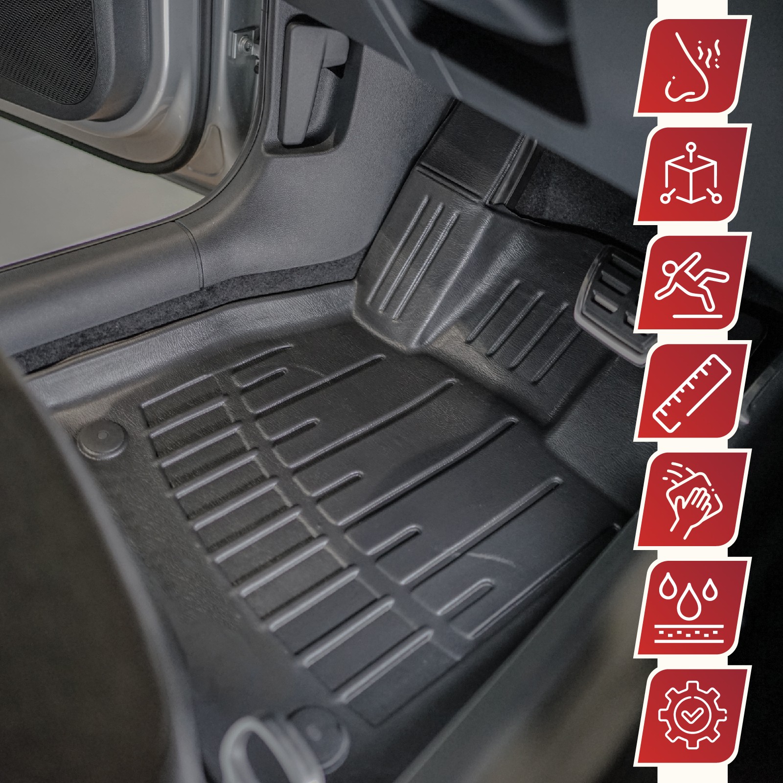 Tapis de sol caoutchouc 3D compatible Volkswagen T-Cross 5p
