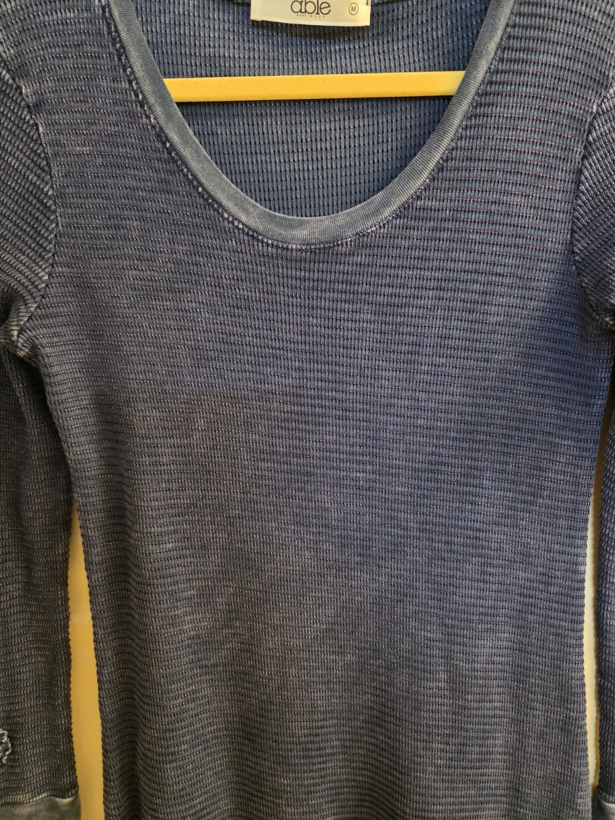 ABLE Navy Blue Thermal Waffle Knit Dress Sz Medium