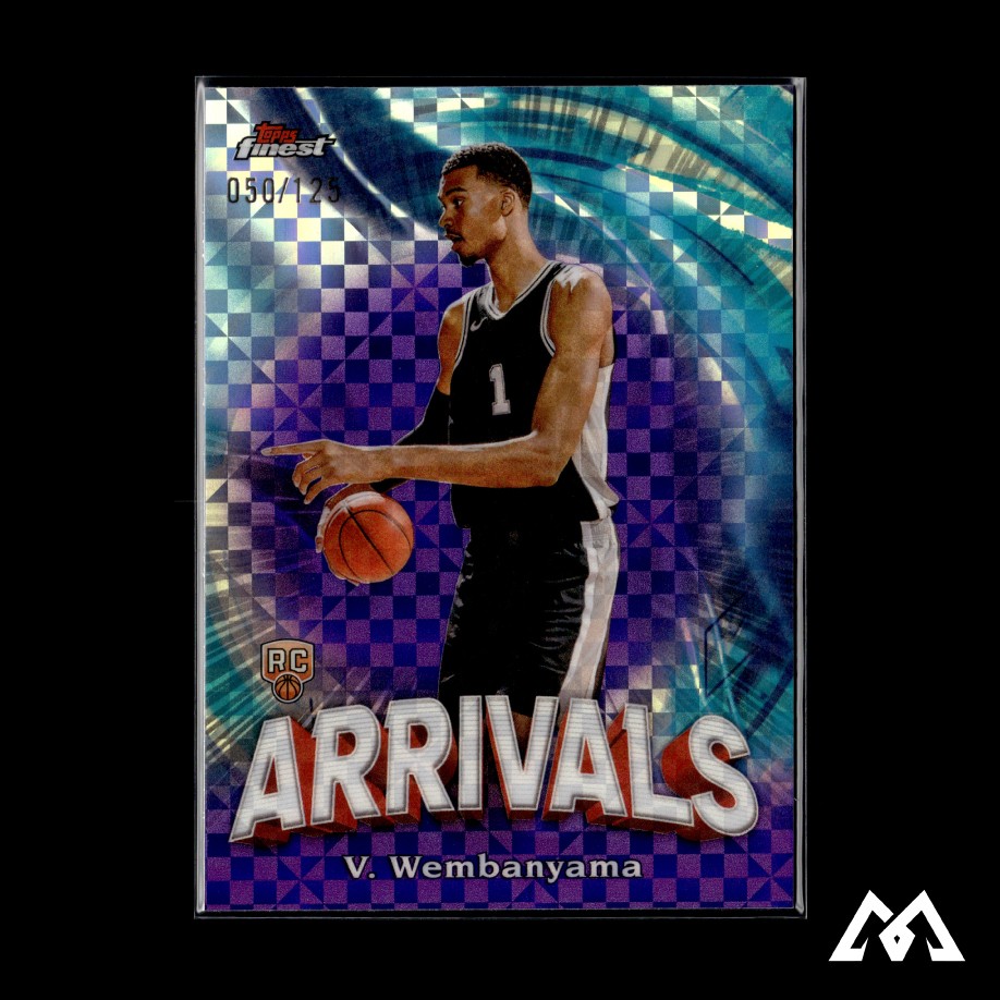 2023-24 Finest #A-6 Victor Wembanyama Arrivals Purple Checkerboard #/125