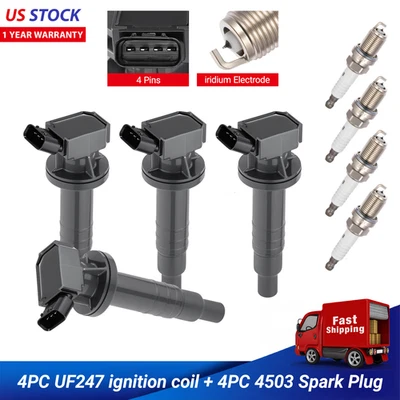 DENSO Ignition Coils (Set Of 4) For 2000-2008 Toyota & Chevrolet 1.8L I4 – OEM 90919-02262 – Made In Japan