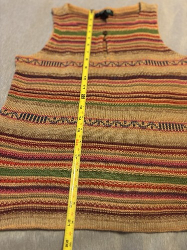 Lauren Ralph Lauren Linen Silk Knit Tank Top Sz S- PM Southwestern 90s Striped - Picture 4 of 7