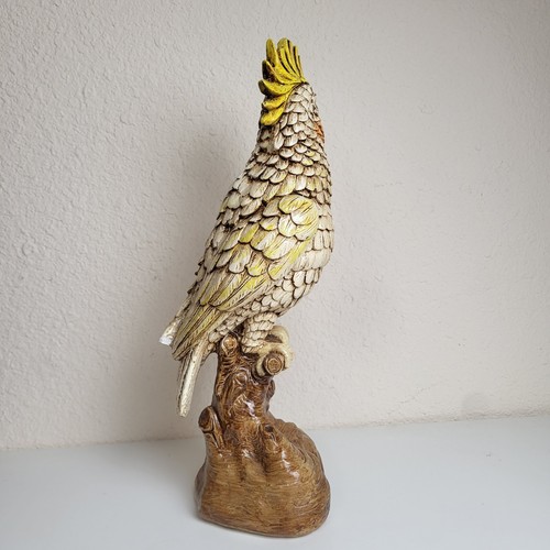 Escultura pintada grande de cacatúa de loro alablaster BLANCA Y AMARILLA 16" estatua - Imagen 5 de 12