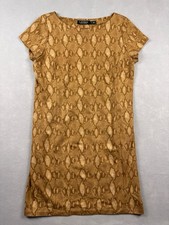 Lauren Ralph Lauren Brown Snake Print Short Sleeve Knee Length Shift Dress Large