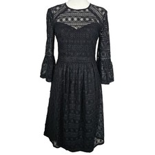 Everdine Dress Black Lace Whimsigoth Dark Academia Cottagecore Midi Trina Turk 2