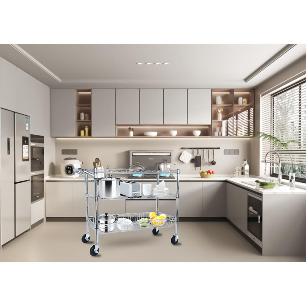 Heavy Rolling Utility Cart 3 Tier Rolling Carts w Wheels 36x18x32" Storage Cart