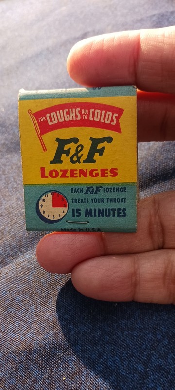 F & F. LOZENGES....  1960S...UNSTRUCK MATCHBOOK