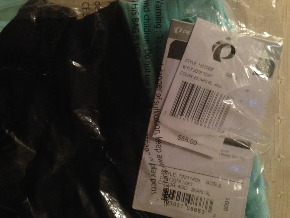 NUEVO CON ETIQUETAS Pearl Izumi Para Mujer Fly 3/4 Run Capri Negro Auruba Azul Talla Para Mujer Pequeña Foto 2 de 2