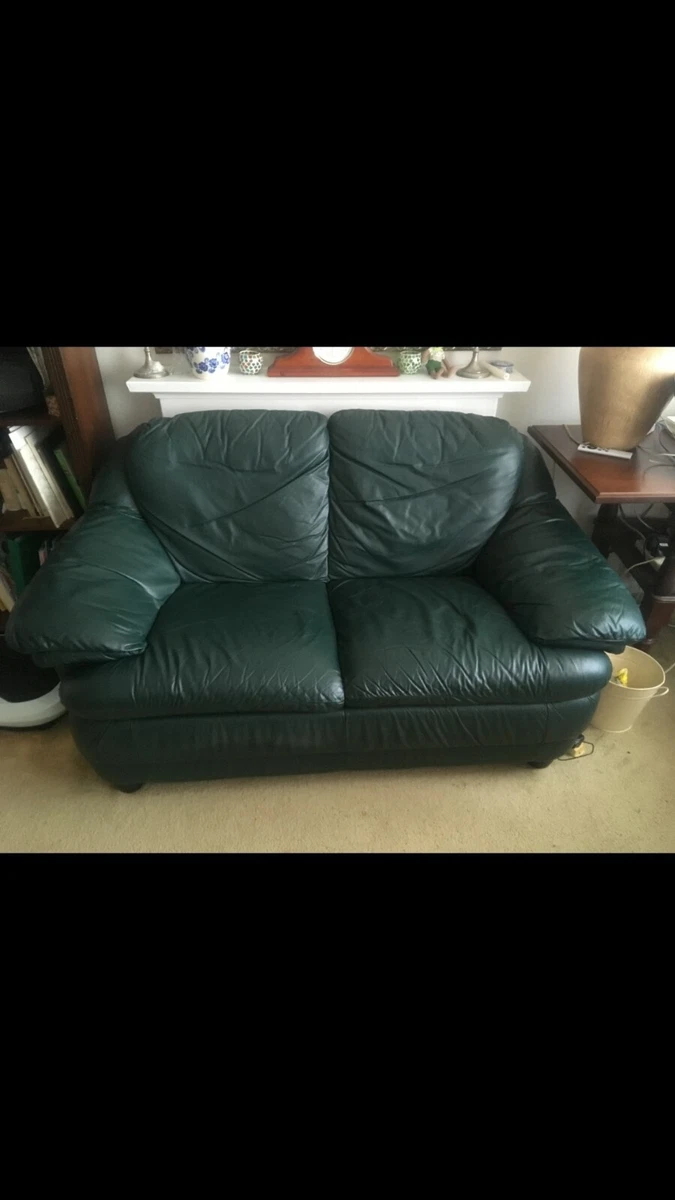 2 Seater Leather Sofa Green Color