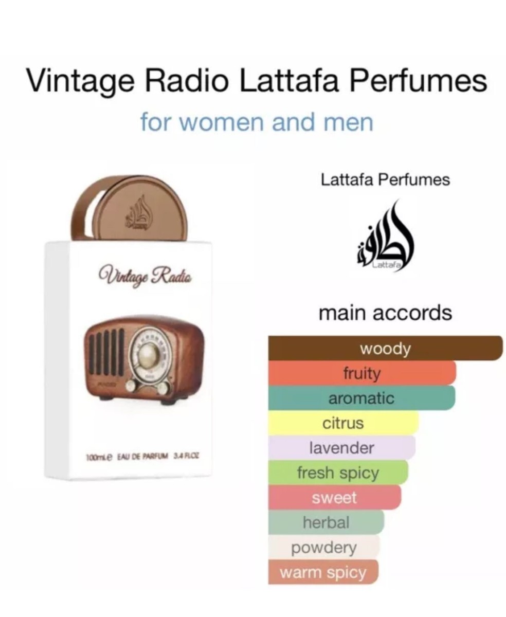 Vintage Radio 100ml Eau De Parfum For Men And Women By Lattafa