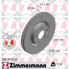 ZIMMERMANN 2x Bremsscheibe vorne Ø320 mm für KIA Cee'D JD 1.4 CVVT 1.6 GDi JF