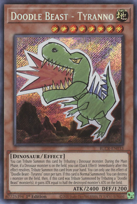 Doodle Beast - Tyranno BLCR-EN033 Secret N/ Mint 1st YUGIOH Card