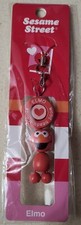 Sanrio Japan Sesame Street Elmo wood Cell phone strap keychain RARE