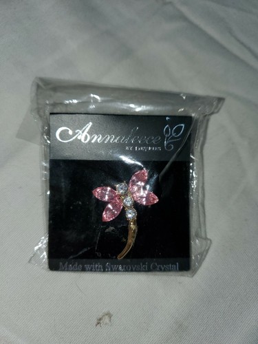 Annaleece By Devries Dragonfly Pin Goldtone Jems Made W/Swarowski Crystal #1312 - Picture 2 of 4