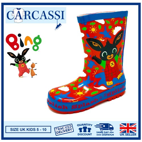 Bambini Ragazzi BING Bunny Rosso Stivali Di Gomma Neve Pioggia Wellington  Misura 5-10 | eBay