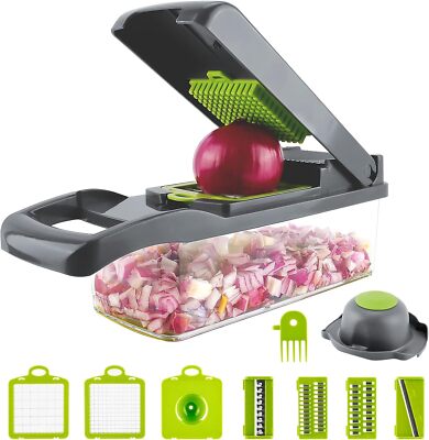 8-in-1 Multifunktionaler Gemüseschneider mit Edelstahlklingen