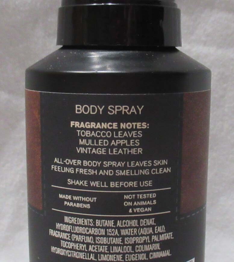 Bath & Body Works Men's Collection Body Spray 3.7 oz LEATHER CRAFTED