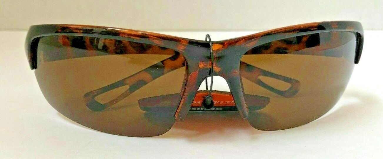 Ozark Trail Polarized Sunglasses Half Rim Sports Wrap Brown Tortoise