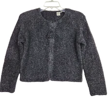 Vintage Michael Simon Womens Cardigan Size S Black Sparkle Eyelash Front Zip