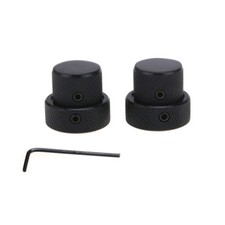 Musiclily Pro 2Pcs Black Universal Metal Dual Concentric Stacked Guitar Knobs