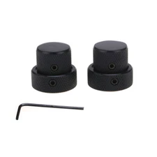 Musiclily Pro 2Pcs Black Universal Metal Dual Concentric Stacked Guitar Knobs
