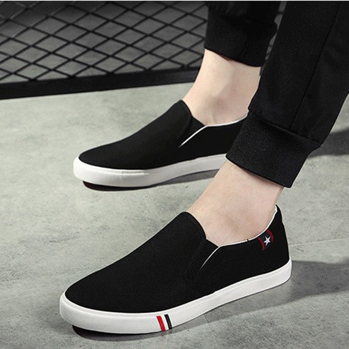 Mens Fashion No Shoelaces Loafers Slip on Canvas Shoes Casual Sneakers new - Foto 4 di 15