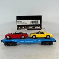 K Line K661-1591 O Great Northern GN 67000 Flat Car w/ 2 Die Cast 2000 T-Birds