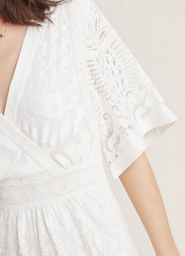 Anthropologie Farm Rio Devore Maxikleid mit V-Ausschnitt in Elfenbein Größe S neu mit Etikett - Bild 3 von 4