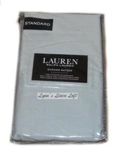 RALPH LAUREN Dunham Dove Gray STANDARD PILLOWCASES NEW COTTON SATEEN 300TC