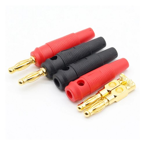 4 Pcs 4mm Cable Pin Pure Copper Gold Plated Lantern Head Plug Connector - Photo 6/9