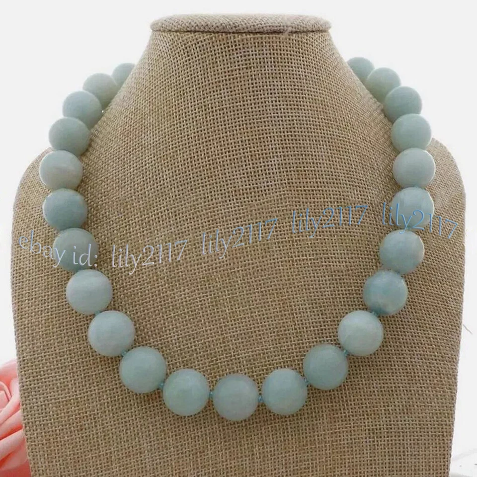 Collar de perlas barrocas Keshi blancas con cuentas redondas de piedras preciosas de amazonita natural de 6-14 mm Foto 4 de 4