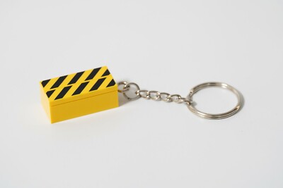 CONSTRUCTION DANGER SIGN KEYRING/KEYCHAIN FOR KEY HANGER MADE OF LEGO  BRICKS