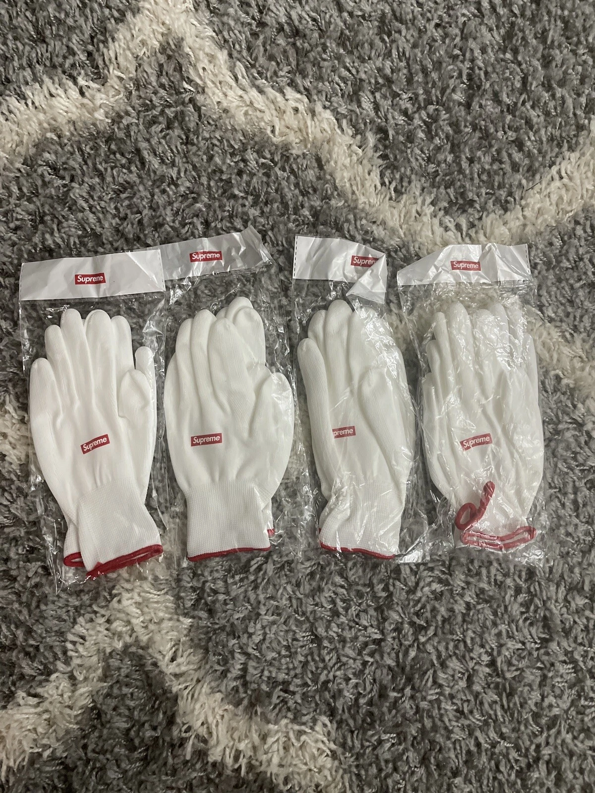 Gants de travail de jardin en caoutchouc Supreme blancs neufs 2020 lotx4