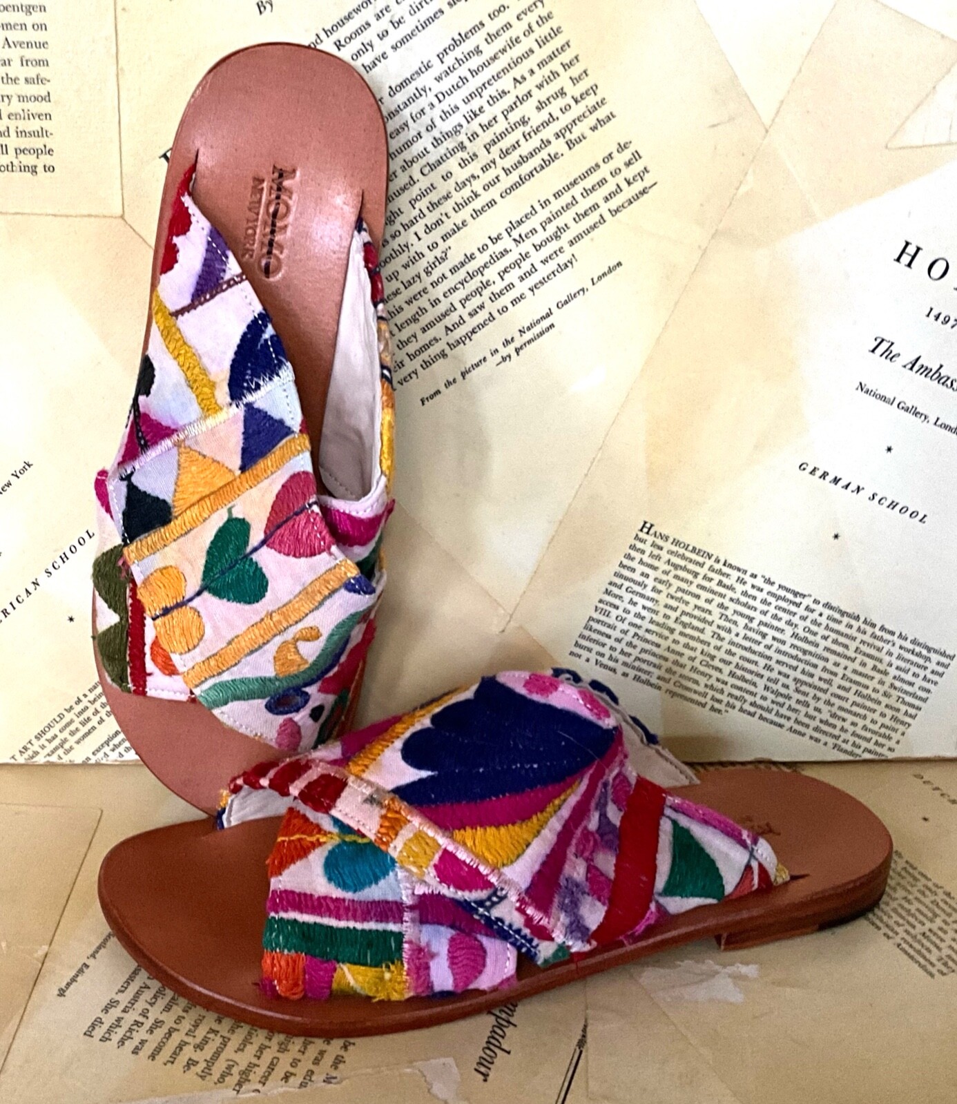 Сандалии без шнуровки Free People Sunny Days из разноцветной ткани с вышивкой кожа 377 НОВИНКА A 18190₽