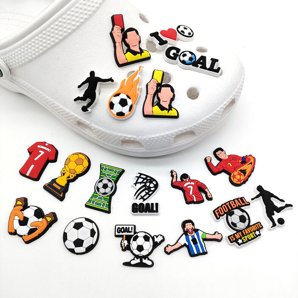 18Pcs Football Croc Charm Jibbitz Accessories Soccer Sports Ball Shoes Charm eBay