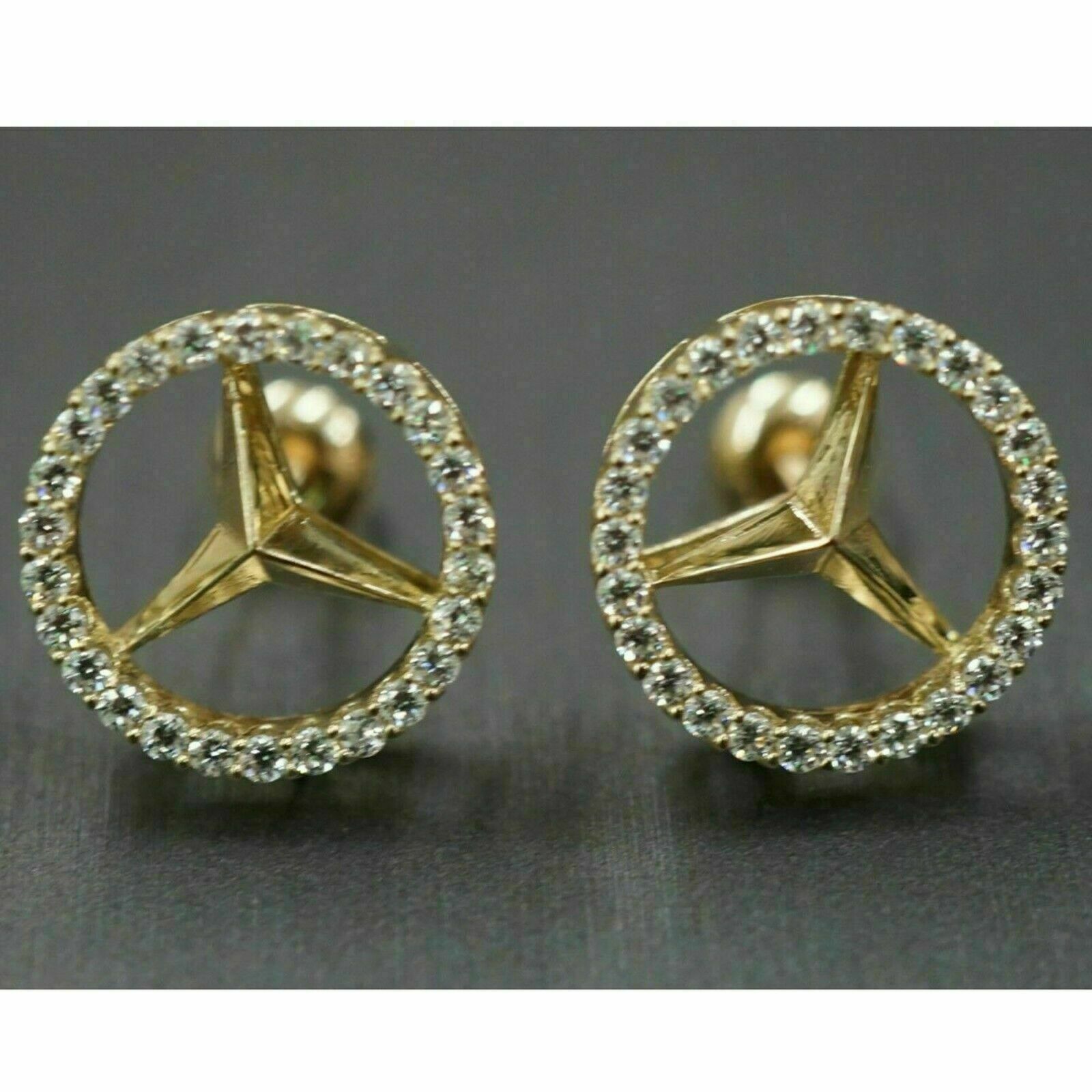 1Ct Round-Cut Lab-Created Diamond ScrewBack Stud Earring 14k Yellow Gold Finish