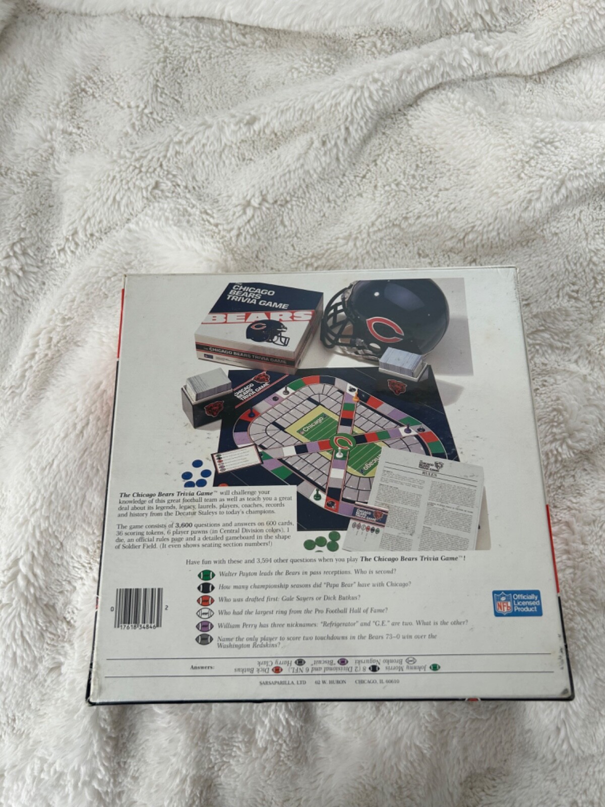 New Vintage "The Chicago Bears Trivia" Board Game NFL  *UNBOXED*