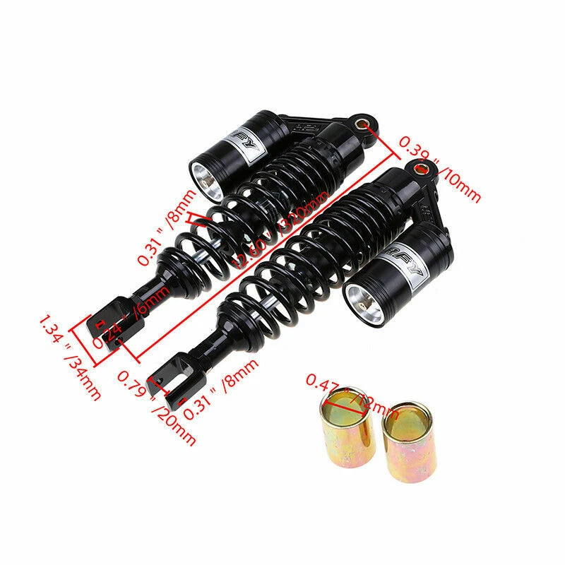 For Honda Yamaha BMW 12.6'' 320mm Motorcycle Rear Air Shock Absorbers Universal — 第 2/4 张图片