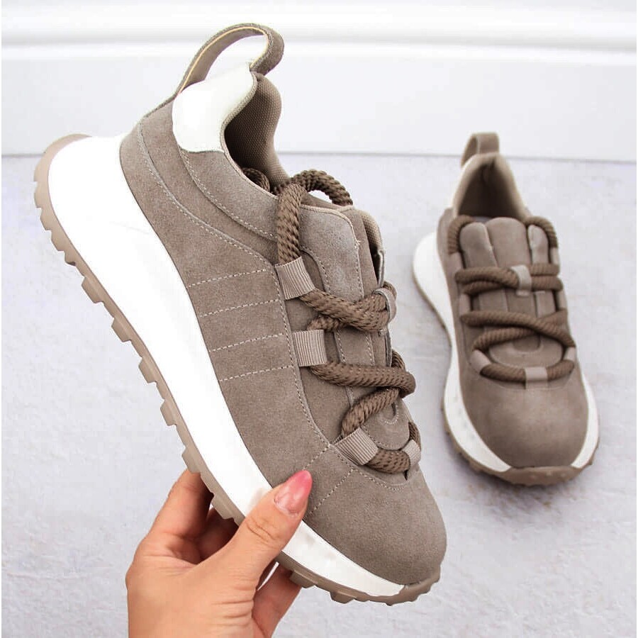 Leather women's sports shoes beige Artiker 54C1409 eBay