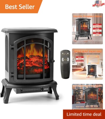 Modern 24'' Electric Heater Stove - Stylish 3D Flame Effect with Timer Control