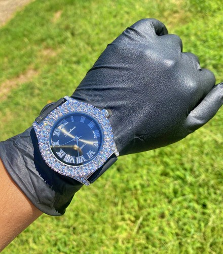 Reloj de piedra cúbica grande con banda de silicona números romanos helados, pulsera Hip Hop IcyMiami - Imagen 15 de 24