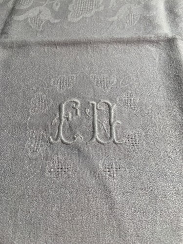 6 Vtg Linen Damask Napkins From France Monogram ED - Picture 3 of 5