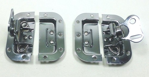 (2) Zwei Chrom kleine Schmetterlingsriegel (Split Schüssel, Vorhängeschloss) für ATA Road Cases - Bild 2 von 6